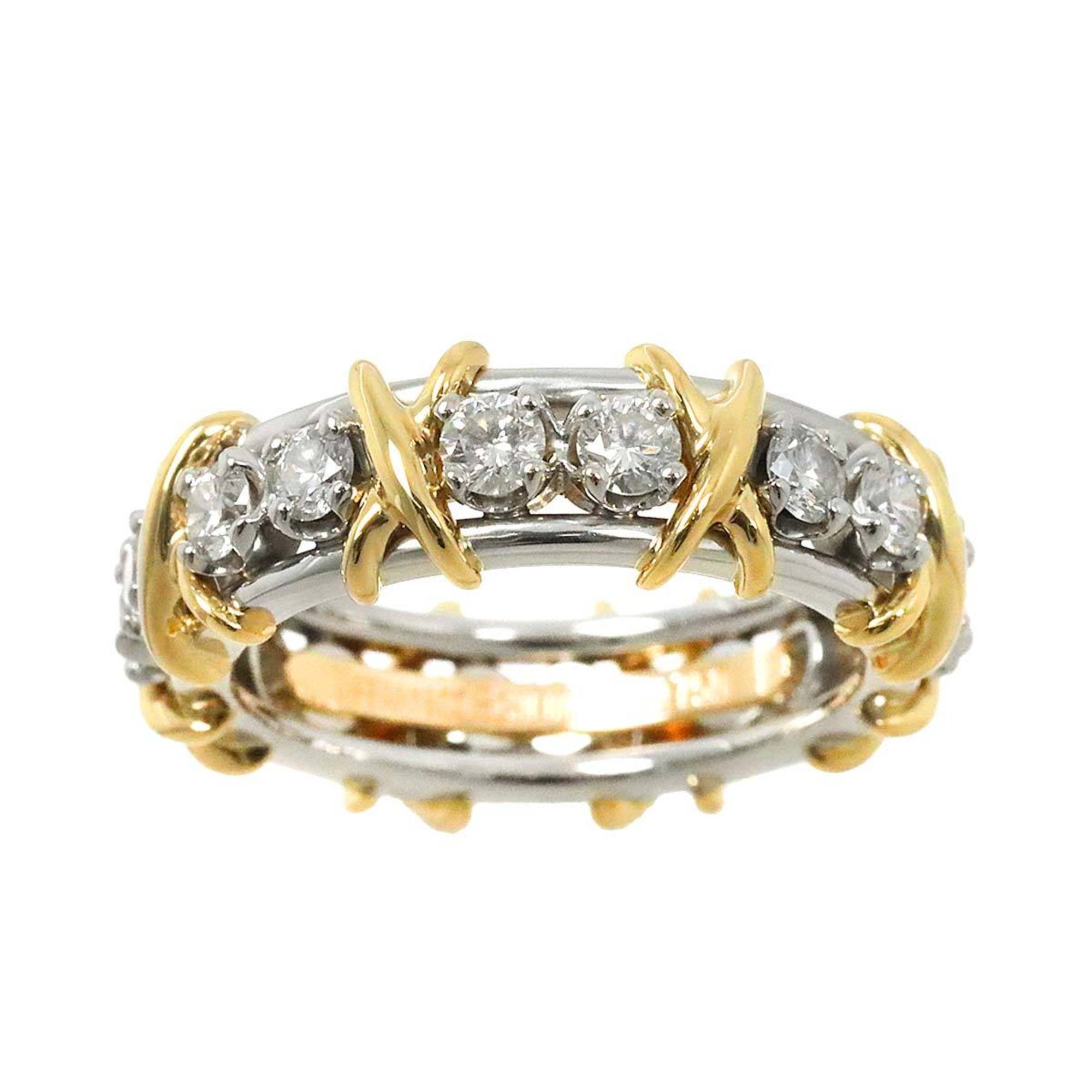 Tiffany & Co. Jean Schlumberger 16 Stone Ring Diamond 18K YG Pt Yellow Gold 750 Platinum