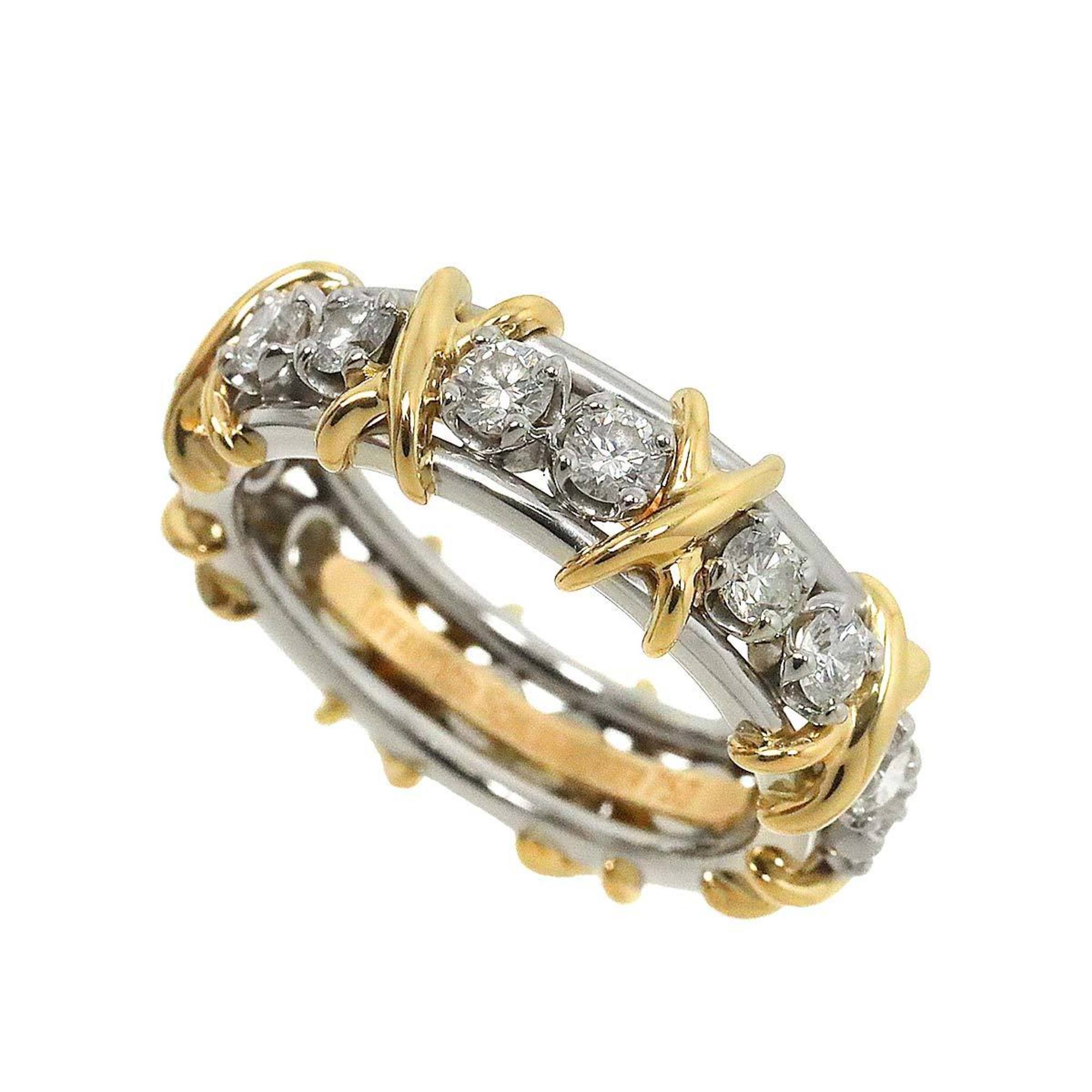 Tiffany & Co. Jean Schlumberger 16 Stone Ring Diamond 18K YG Pt Yellow Gold 750 Platinum