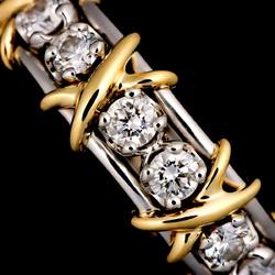 Tiffany & Co. Jean Schlumberger 16 Stone Ring Diamond 18K YG Pt Yellow Gold 750 Platinum