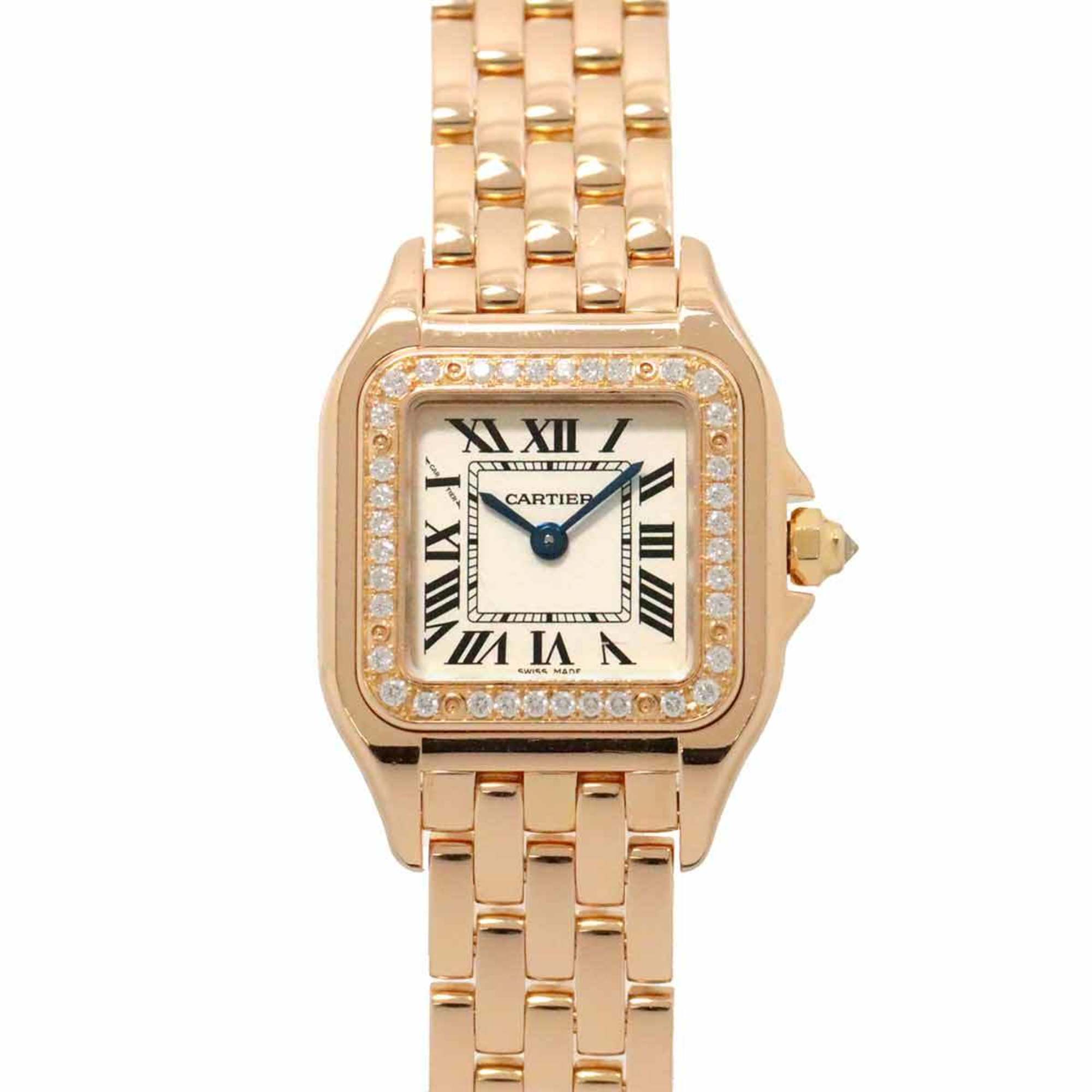 Cartier Panthere de SM WJPN0008 Ladies' Watch Diamond Bezel Silver Solid Gold K18PG Pink Quartz