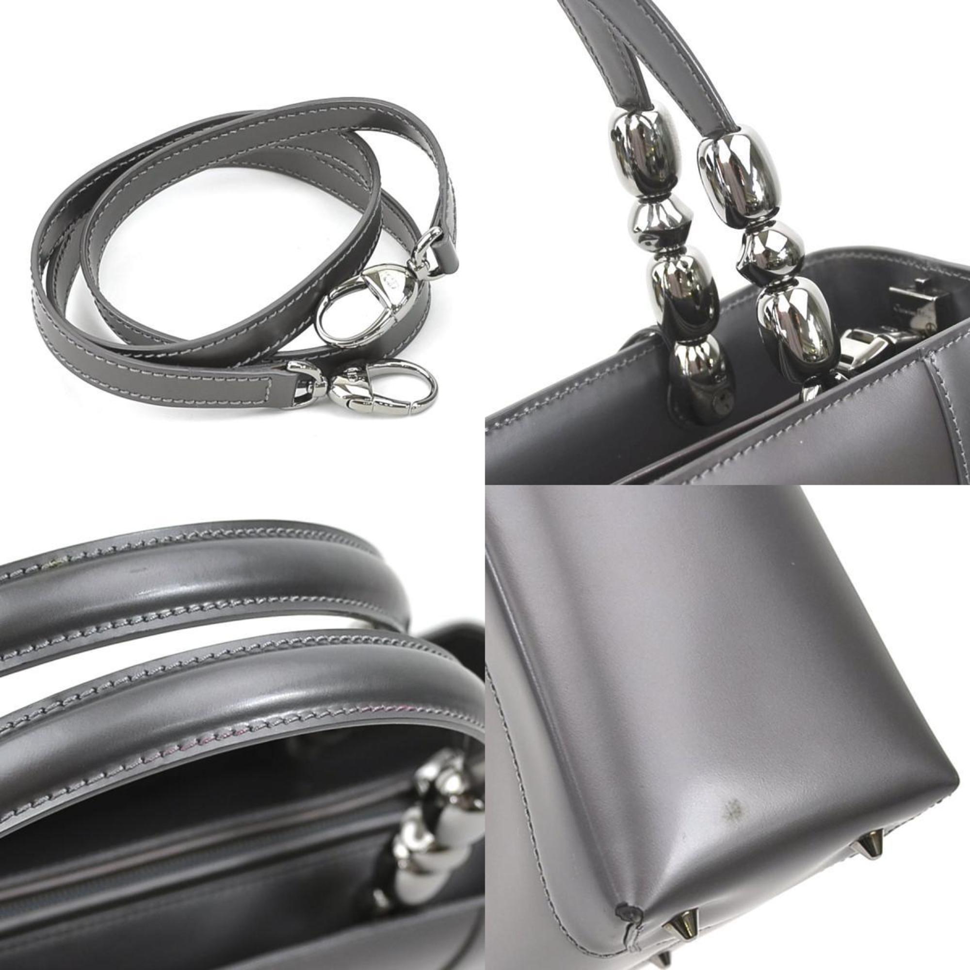 Christian Dior handbag shoulder bag leather metallic gray women's e59277g