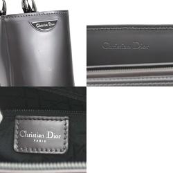 Christian Dior handbag shoulder bag leather metallic gray women's e59277g