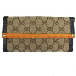 GUCCI Long Wallet GG Canvas Leather Orange x Black Brown Men's Women's 282429 s0336a