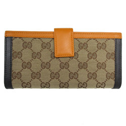 GUCCI Long Wallet GG Canvas Leather Orange x Black Brown Men's Women's 282429 s0336a