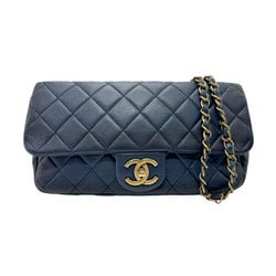 CHANEL Shoulder Bag Lambskin Navy Gold Women's z2506