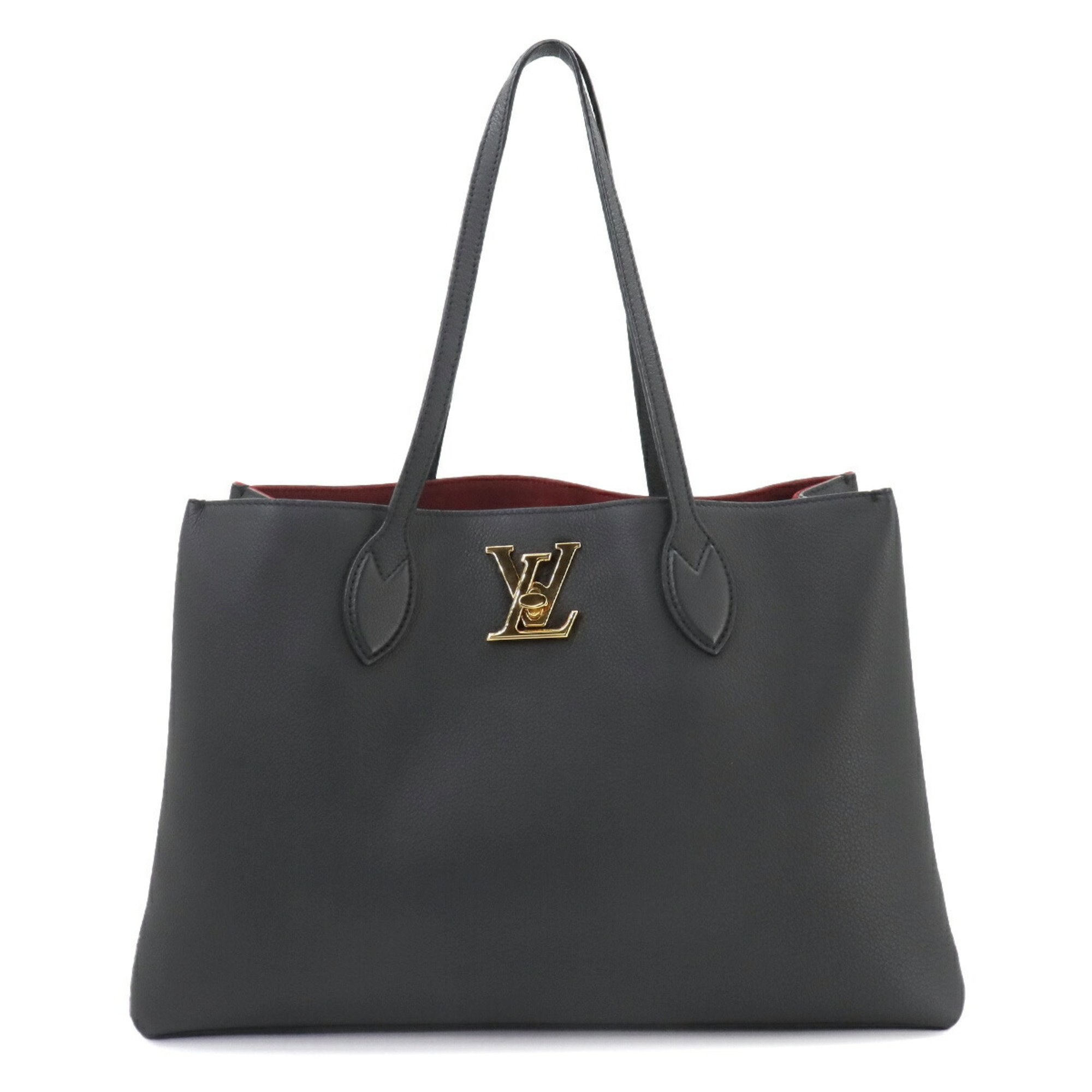 Louis Vuitton Lockme Shopper Tote Leather Noir M57345 Gold Hardware