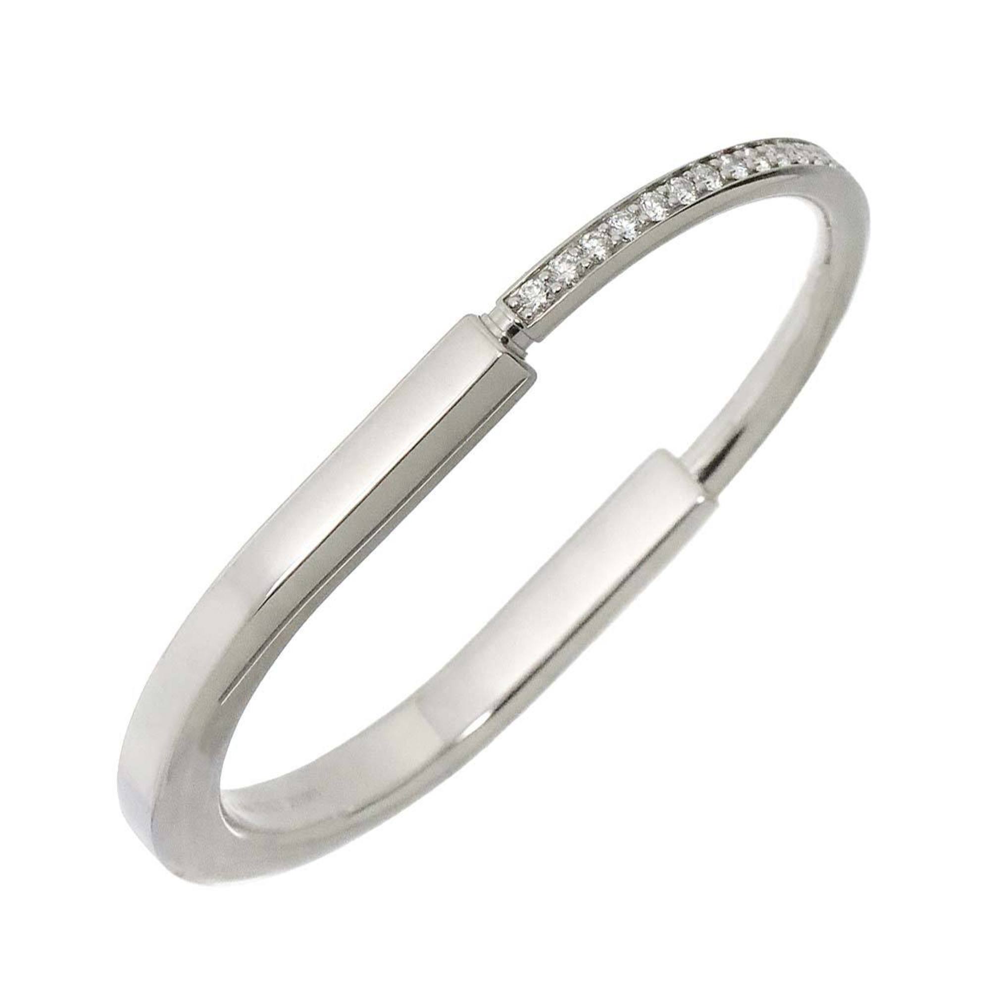 Tiffany & Co. Rock Half Pave Diamond 1.08ct Bangle 15.5cm K18 WG White Gold 750 Bracelet