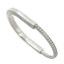 Tiffany & Co. Rock Half Pave Diamond 1.08ct Bangle 15.5cm K18 WG White Gold 750 Bracelet