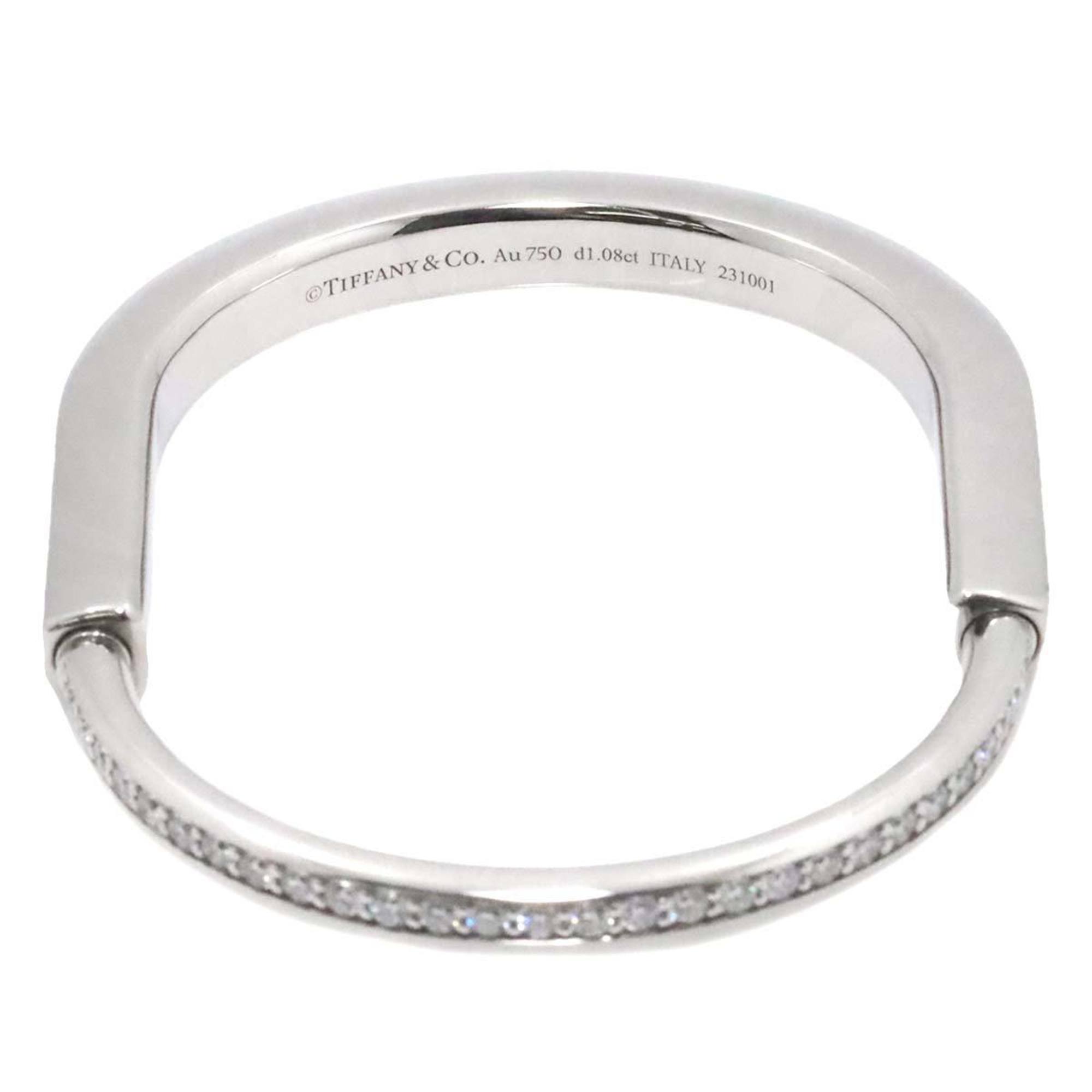 Tiffany & Co. Rock Half Pave Diamond 1.08ct Bangle 15.5cm K18 WG White Gold 750 Bracelet