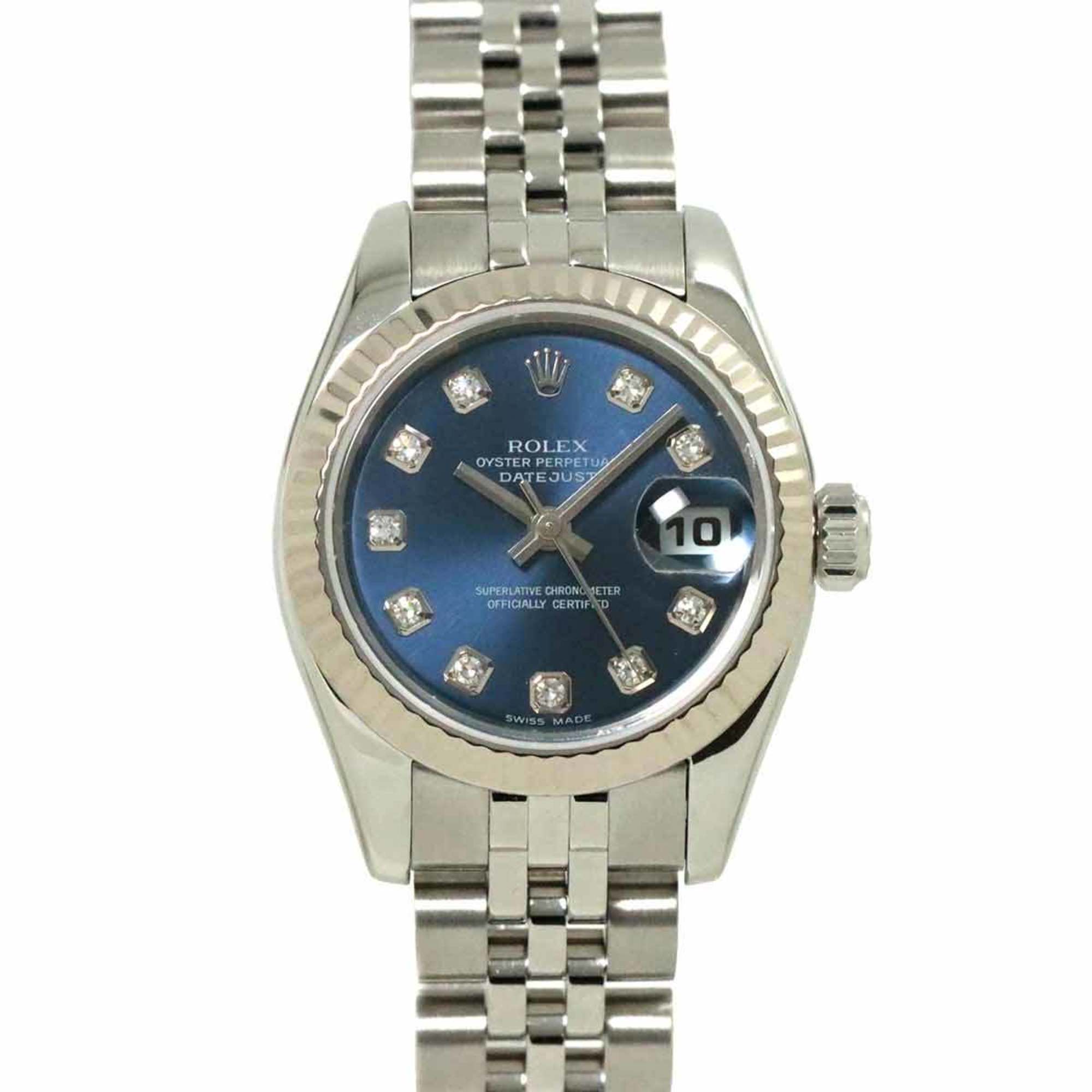 Rolex ROLEX Datejust 179174G D series Ladies watch 10P Diamond Blue K18WG Automatic self-winding