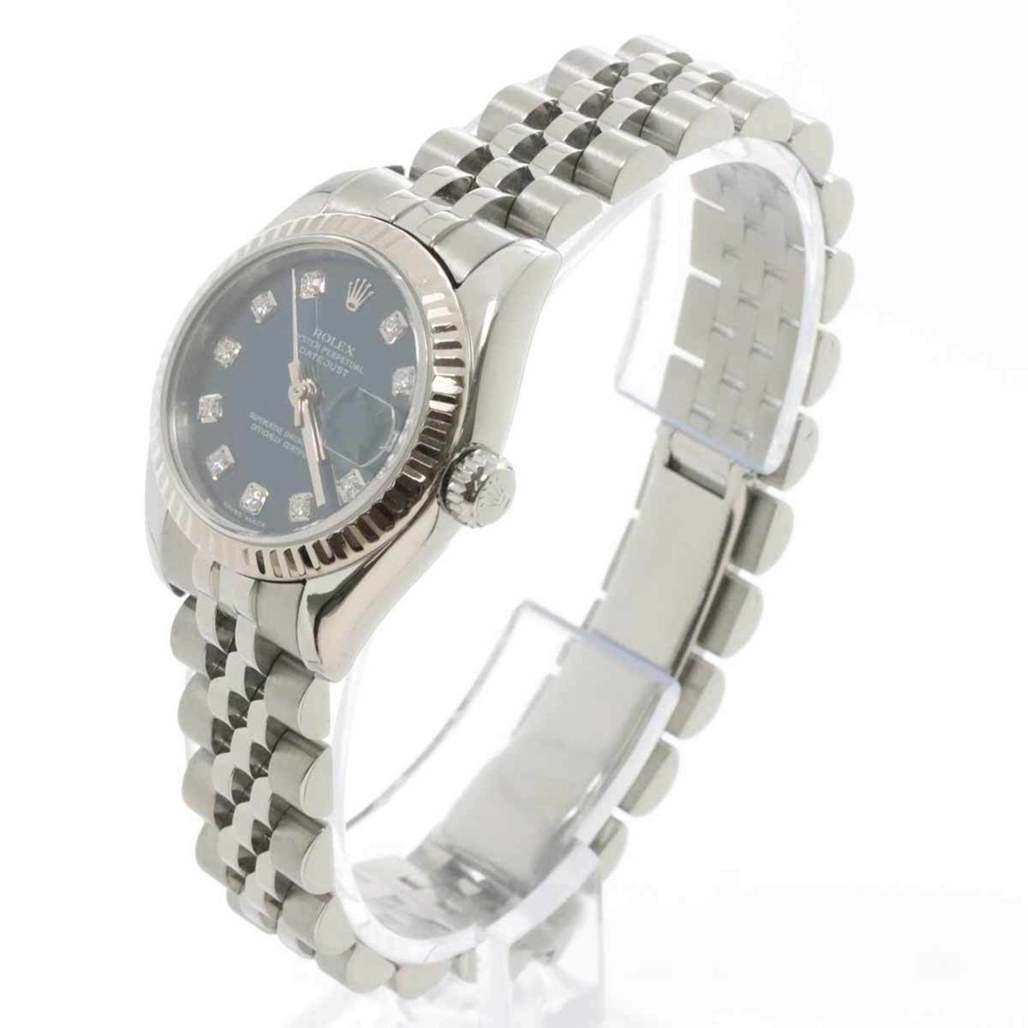 Rolex ROLEX Datejust 179174G D series Ladies watch 10P Diamond Blue K18WG Automatic self-winding