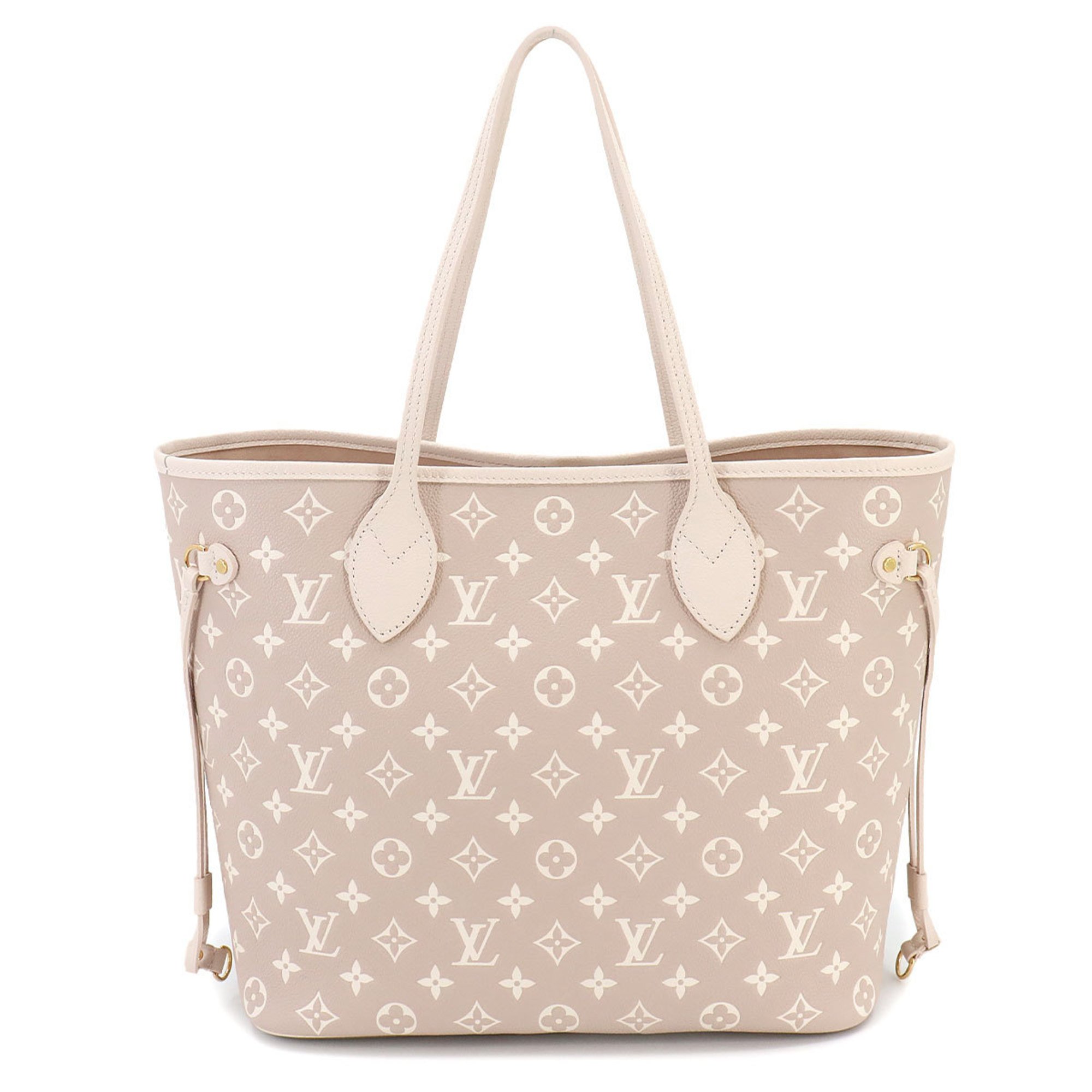 Louis Vuitton Monogram Empreinte Neverfull MM Leather Khaki Beige M46102 RFID