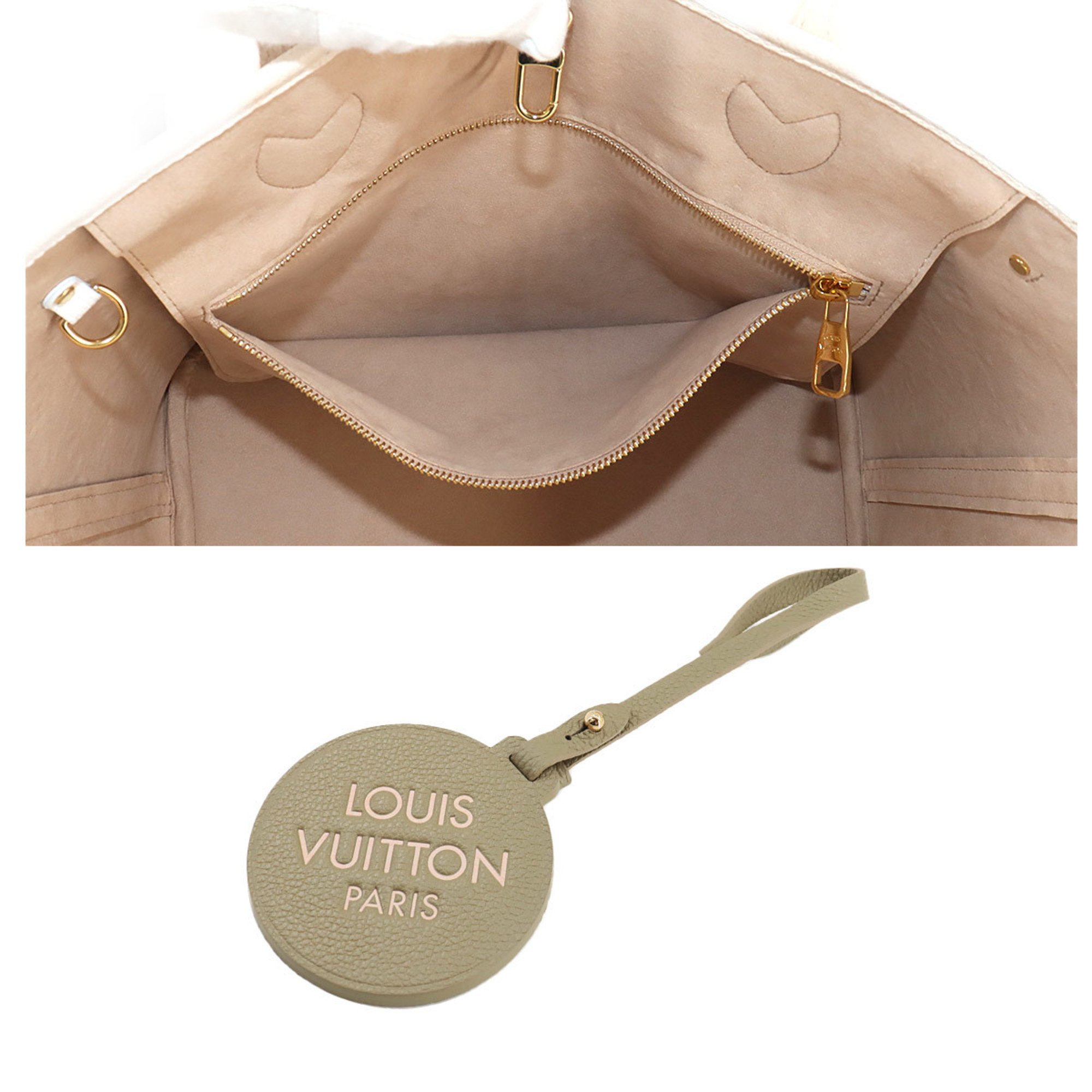 Louis Vuitton Monogram Empreinte Neverfull MM Leather Khaki Beige M46102 RFID