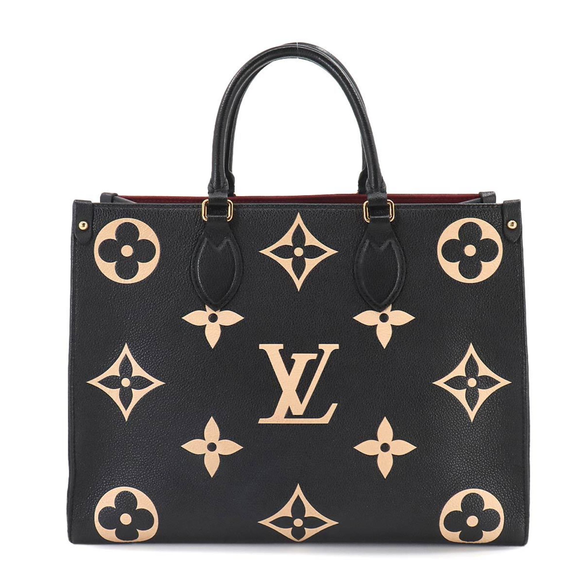 Louis Vuitton LOUIS VUITTON Monogram Empreinte On the Go MM 2way Tote Shoulder Bag Black Beige M45495 RFID Onthego