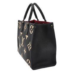 Louis Vuitton LOUIS VUITTON Monogram Empreinte On the Go MM 2way Tote Shoulder Bag Black Beige M45495 RFID Onthego