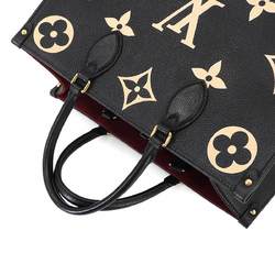 Louis Vuitton LOUIS VUITTON Monogram Empreinte On the Go MM 2way Tote Shoulder Bag Black Beige M45495 RFID Onthego