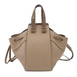 LOEWE Hammock Drawstring Small 2way Hand Shoulder Bag Leather Beige Brown 314.12BZ95 Gold Hardware