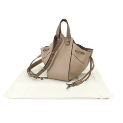 LOEWE Hammock Drawstring Small 2way Hand Shoulder Bag Leather Beige Brown 314.12BZ95 Gold Hardware