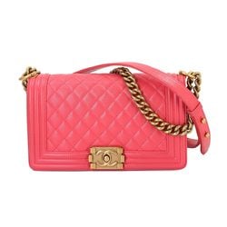 CHANEL Boy Chanel Chain Shoulder Bag Caviar Skin Pink A67086 Gold Metal Fittings