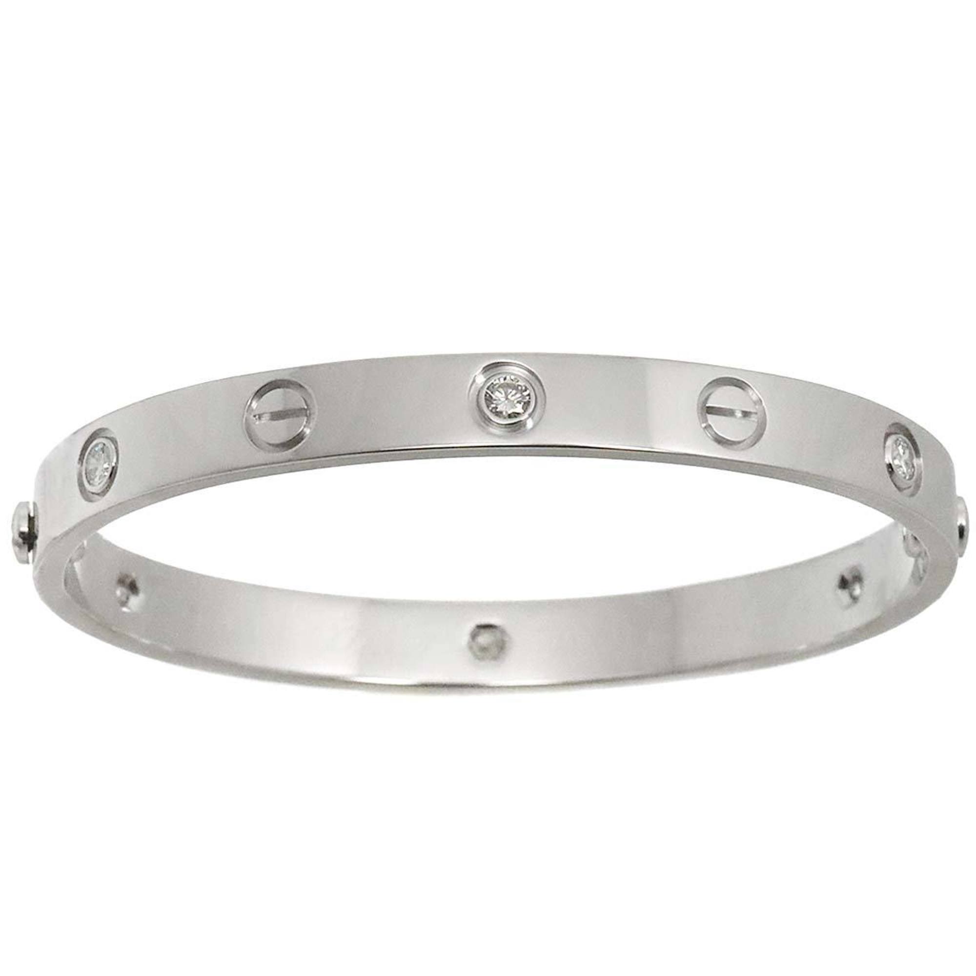 Cartier Love Bracelet Half Diamond 6P #16 K18 WG White Gold 750 Bangle