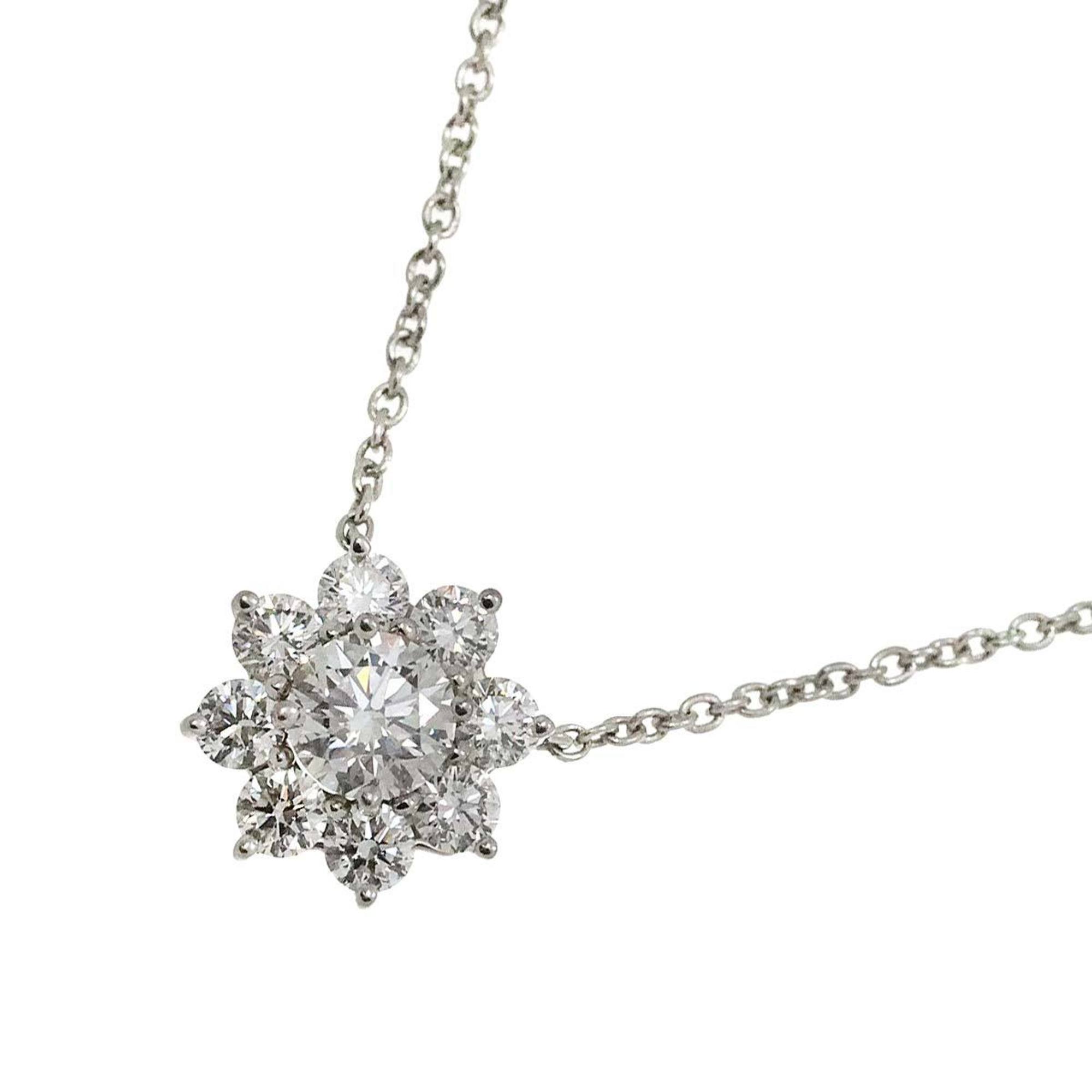 Harry Winston Sunflower Diamond 0.37ct Necklace 41cm Pt Platinum Mini