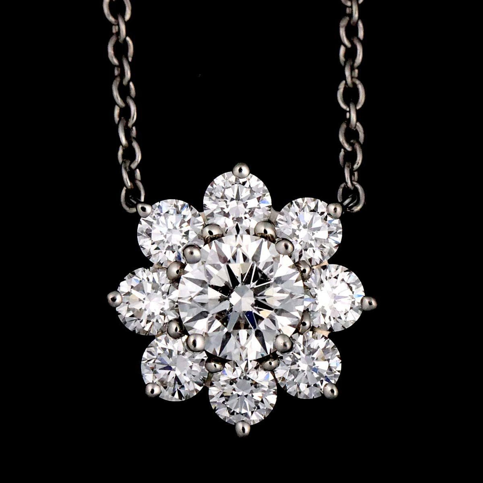 Harry Winston Sunflower Diamond 0.37ct Necklace 41cm Pt Platinum Mini