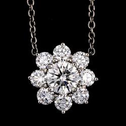 Harry Winston Sunflower Diamond 0.37ct Necklace 41cm Pt Platinum Mini