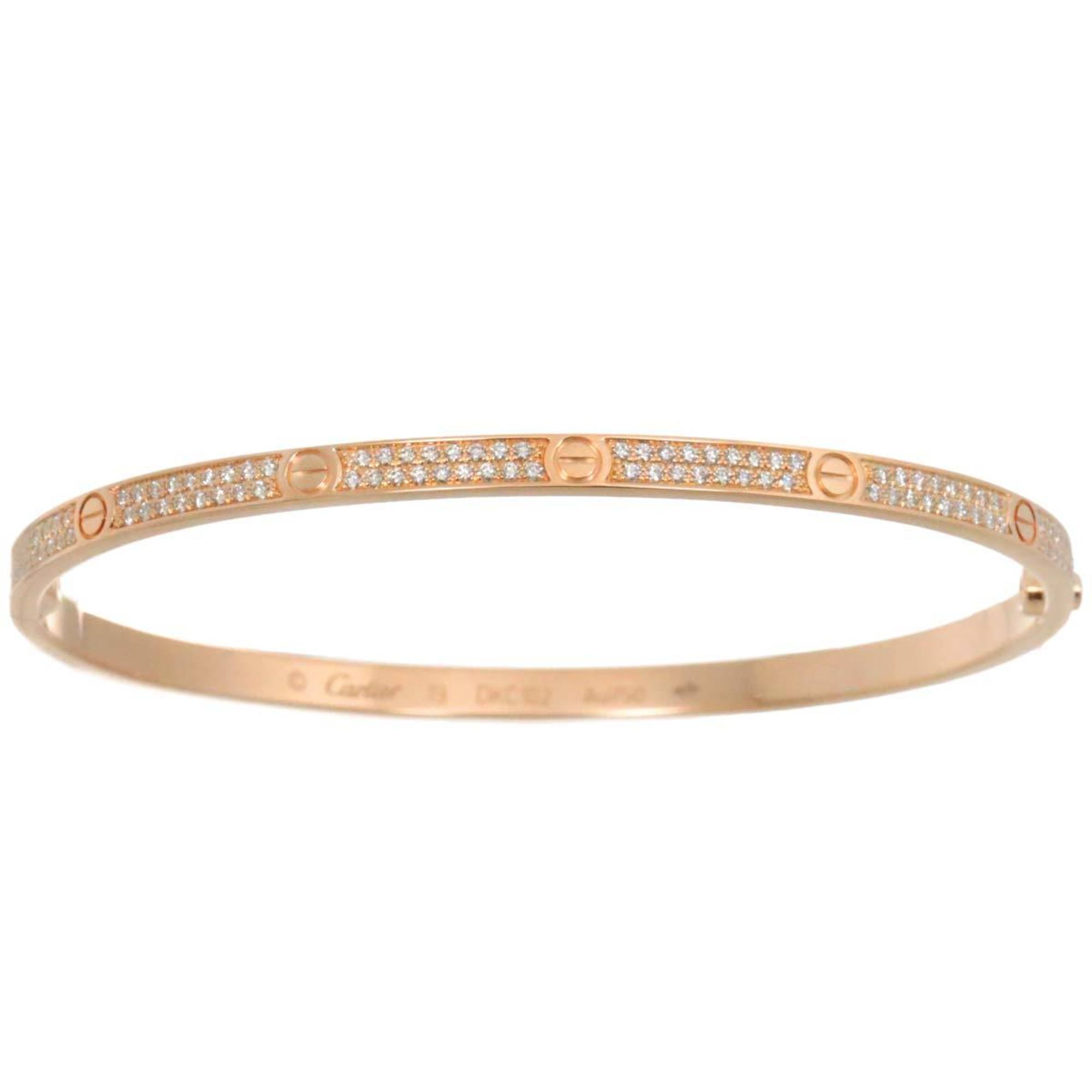 Cartier Love Bracelet SM Pave Diamond #19 K18 PG Pink Gold 750 Bangle