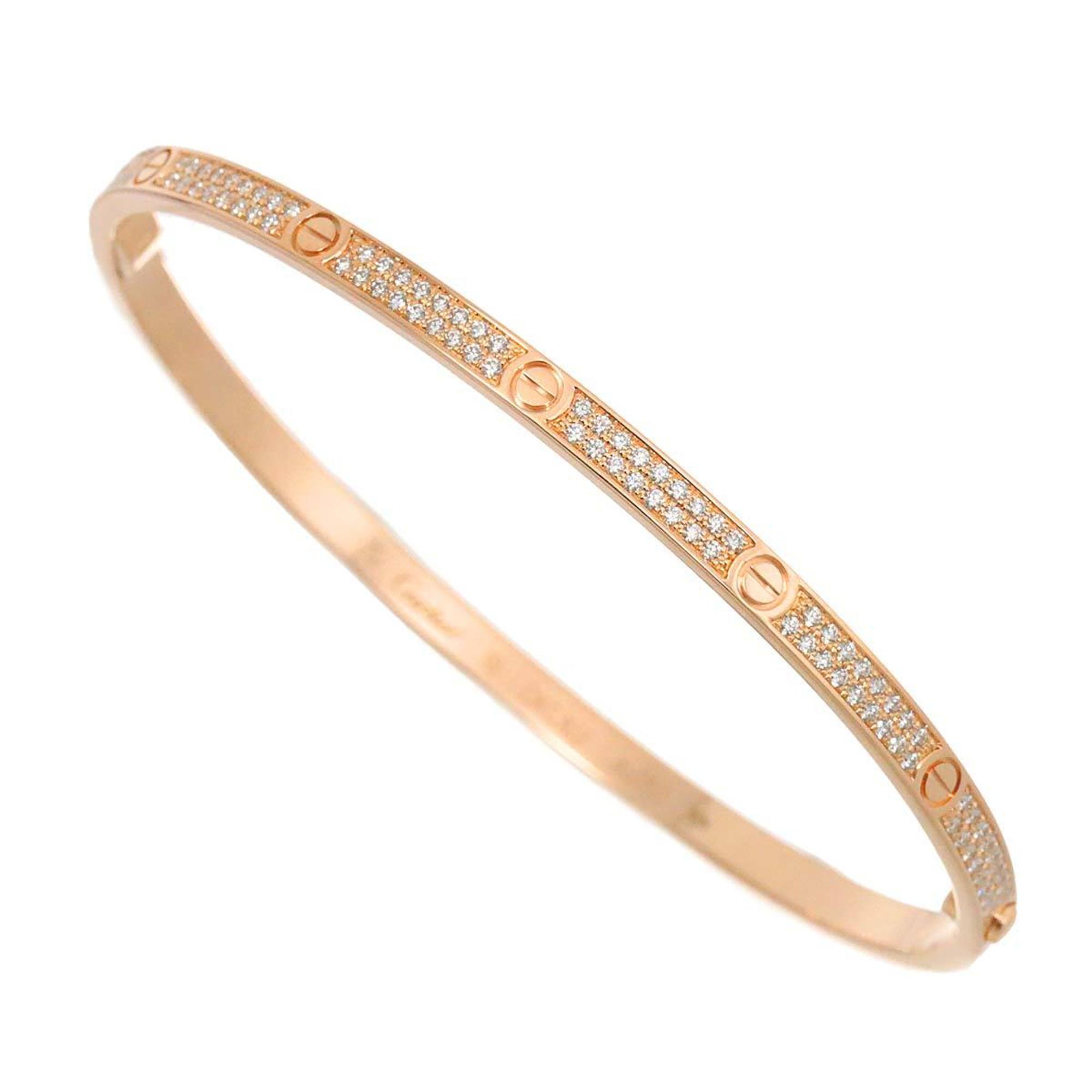 Cartier Love Bracelet SM Pave Diamond #19 K18 PG Pink Gold 750 Bangle