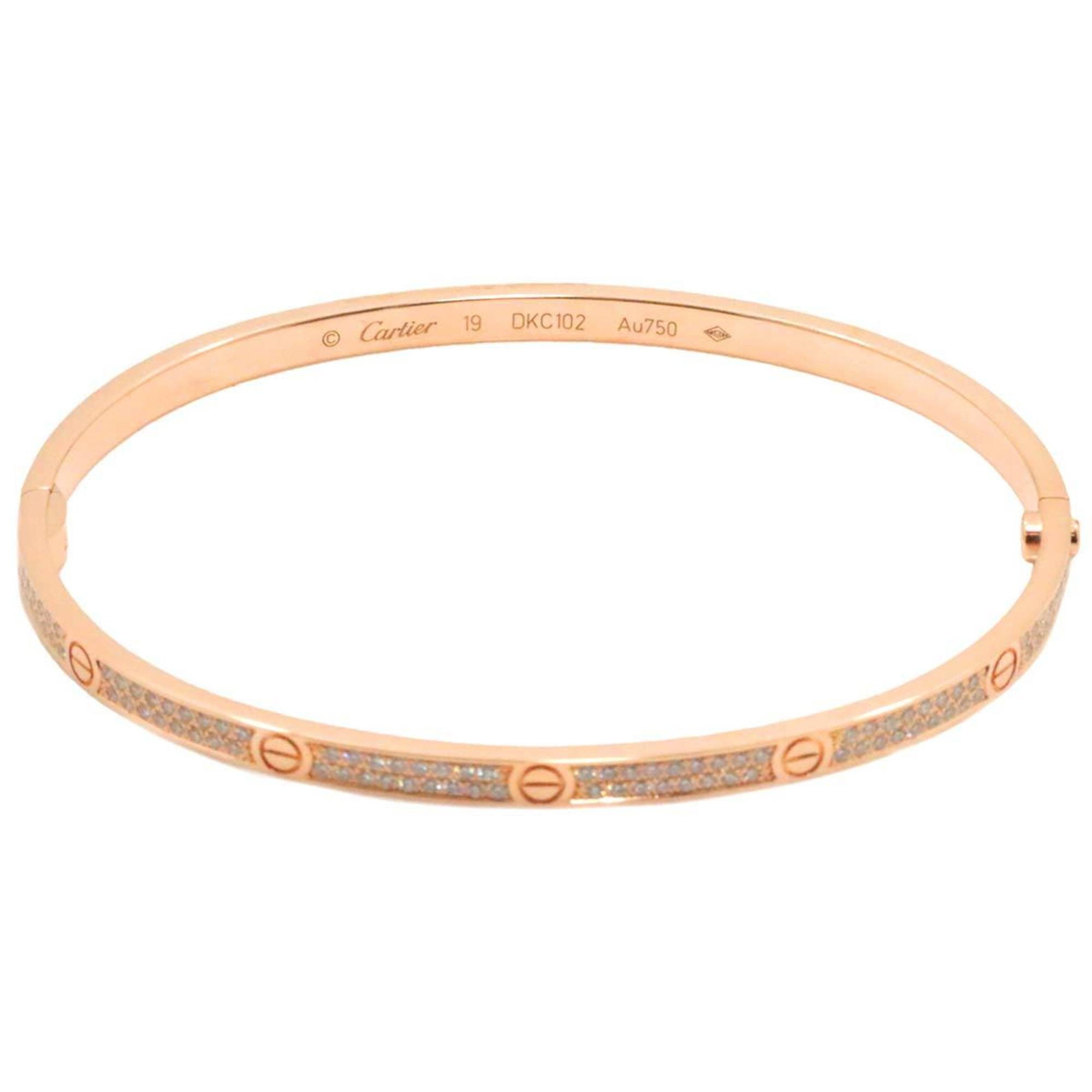 Cartier Love Bracelet SM Pave Diamond #19 K18 PG Pink Gold 750 Bangle