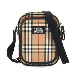 Burberry Check Shoulder Bag Canvas Leather Beige Black