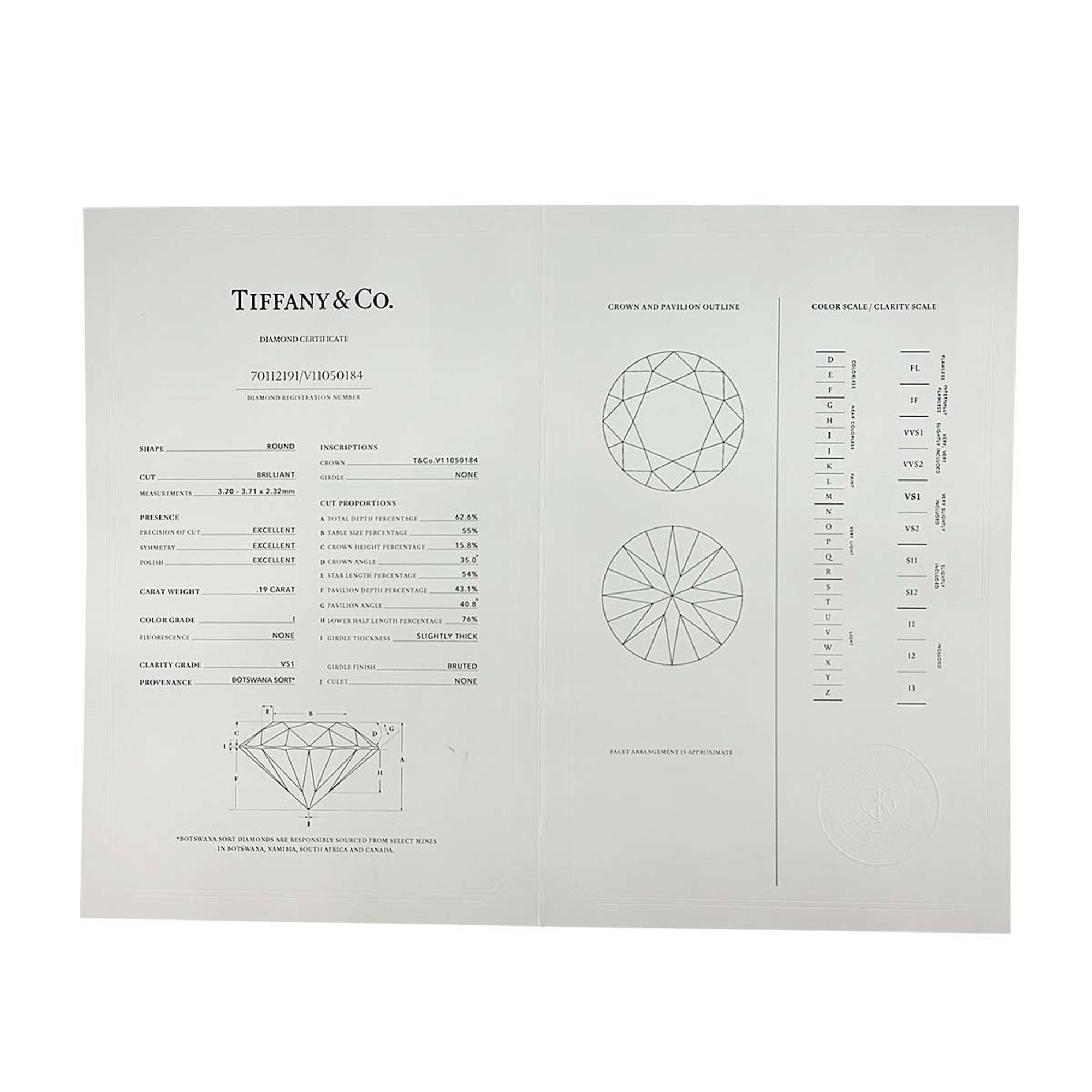 Tiffany & Co. Solitaire Diamond 0.19ct I VS1 3EX Ring Pt Platinum