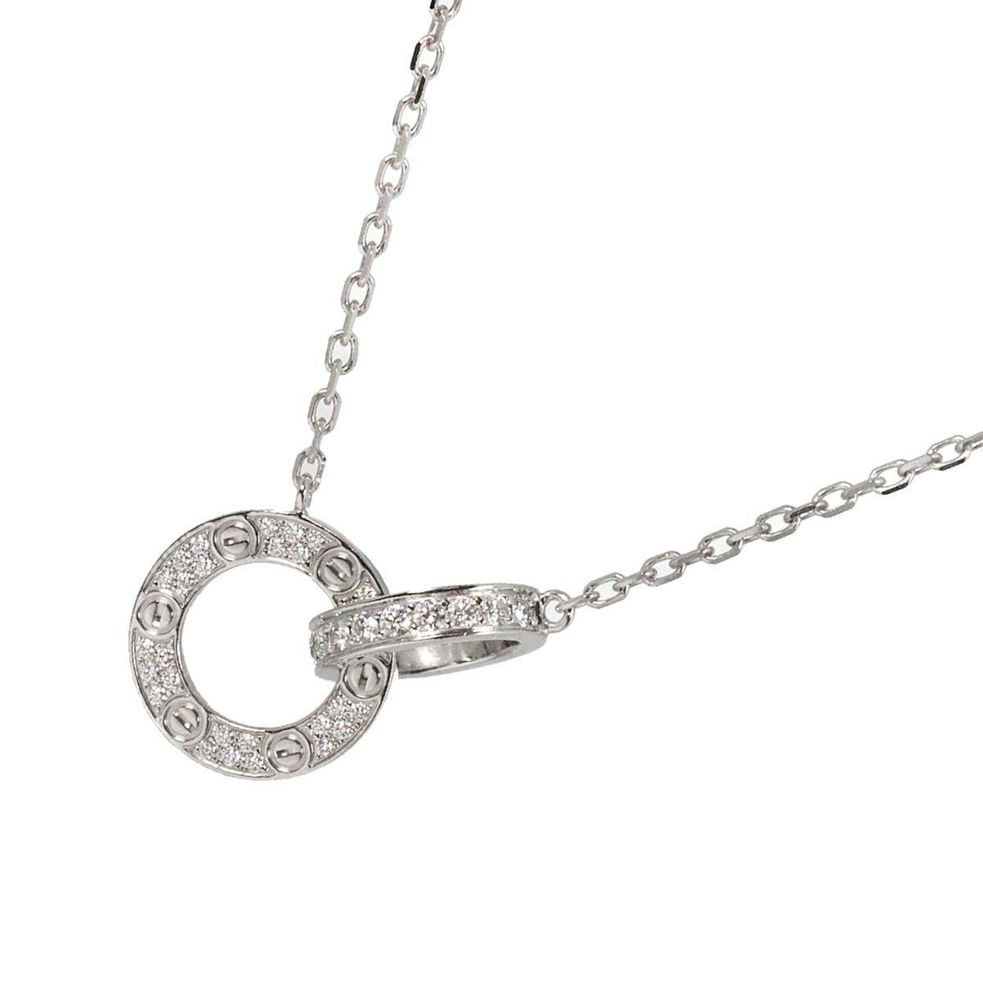 Cartier Love Pave Diamond Necklace 45cm K18 WG White Gold 750