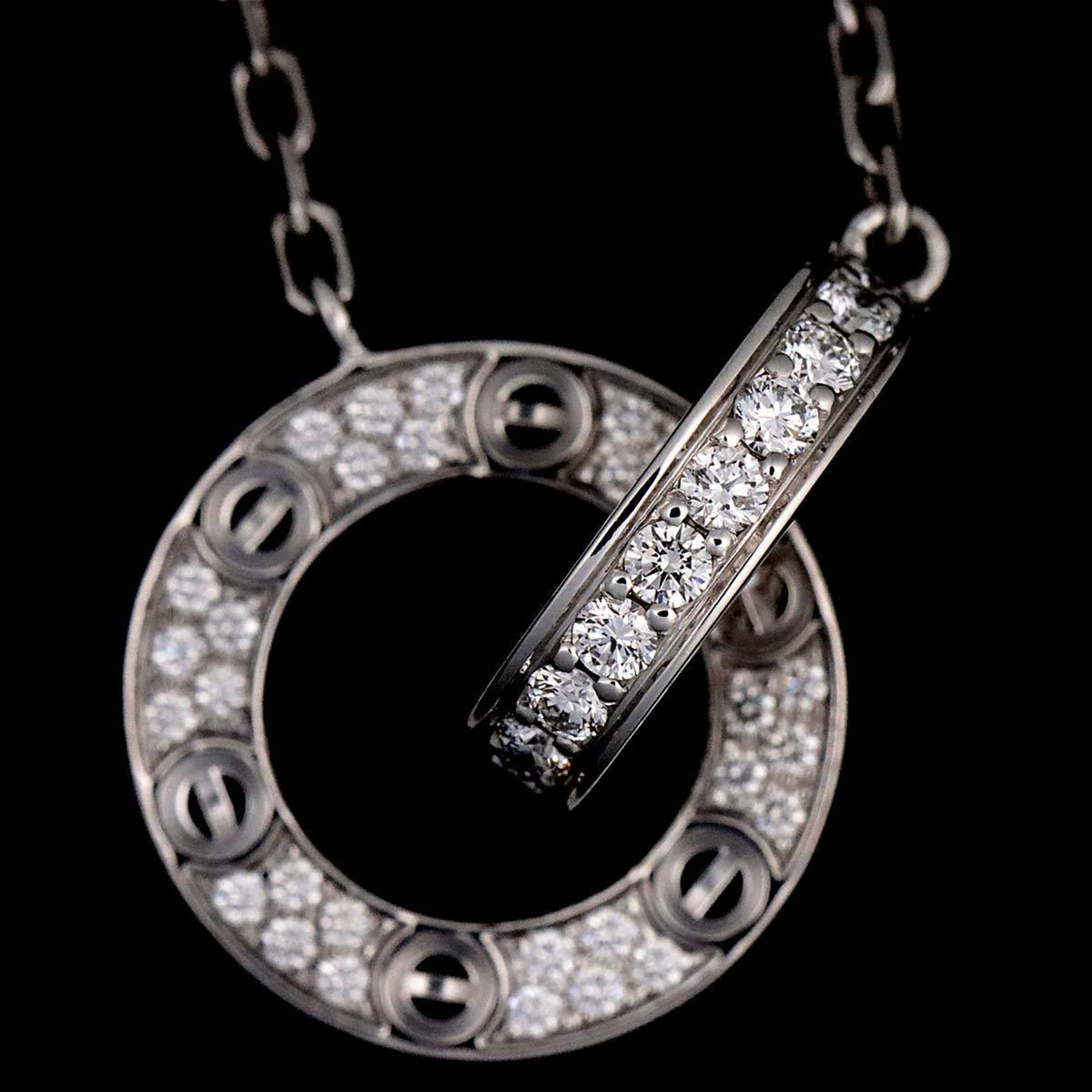 Cartier Love Pave Diamond Necklace 45cm K18 WG White Gold 750