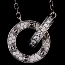 Cartier Love Pave Diamond Necklace 45cm K18 WG White Gold 750