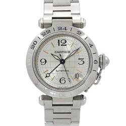 Cartier Pasha C Meridian GMT W31029M7 Boys Watch Date Silver Automatic Self-Winding