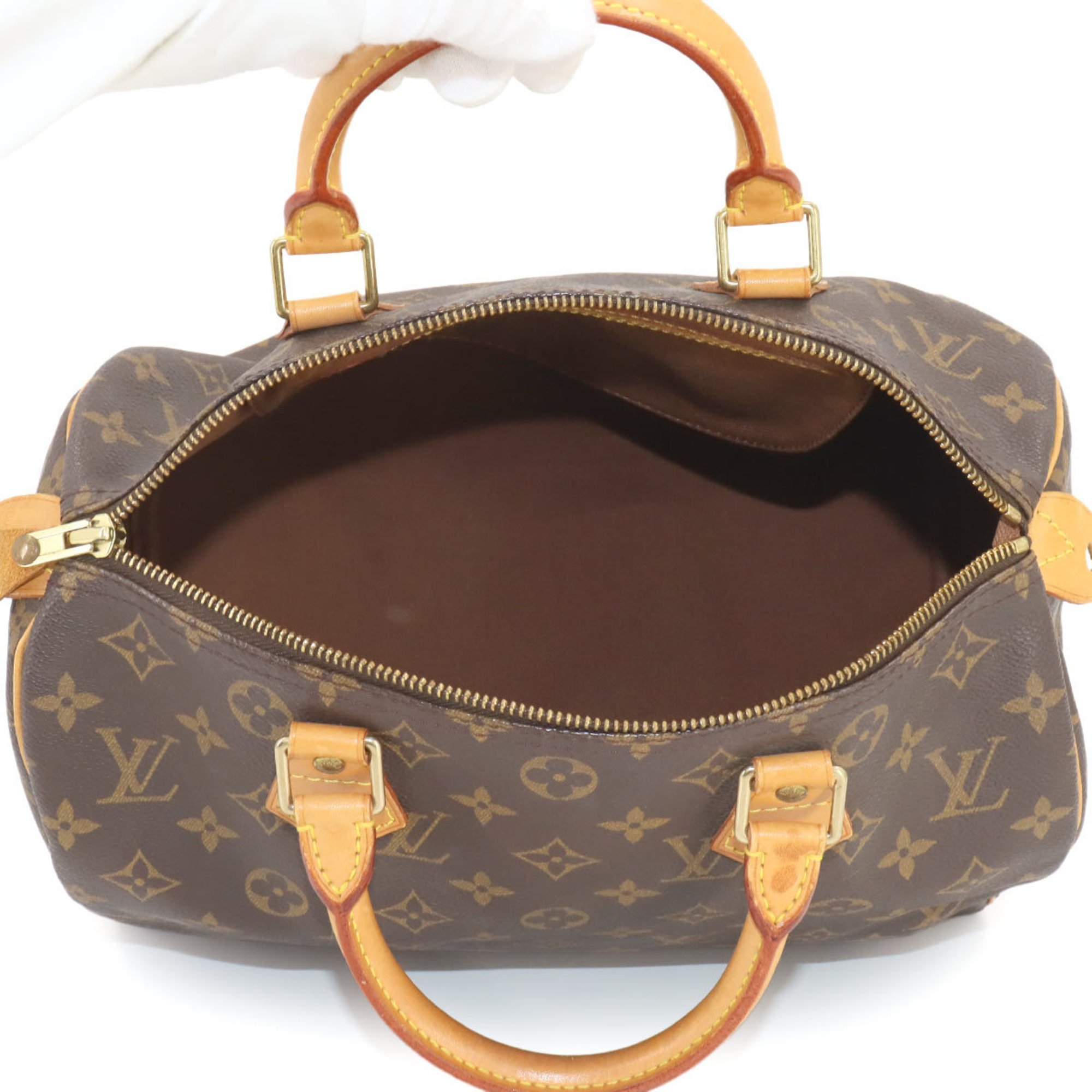 Louis Vuitton Monogram Speedy 30 Handbag Brown M41526 Gold Hardware