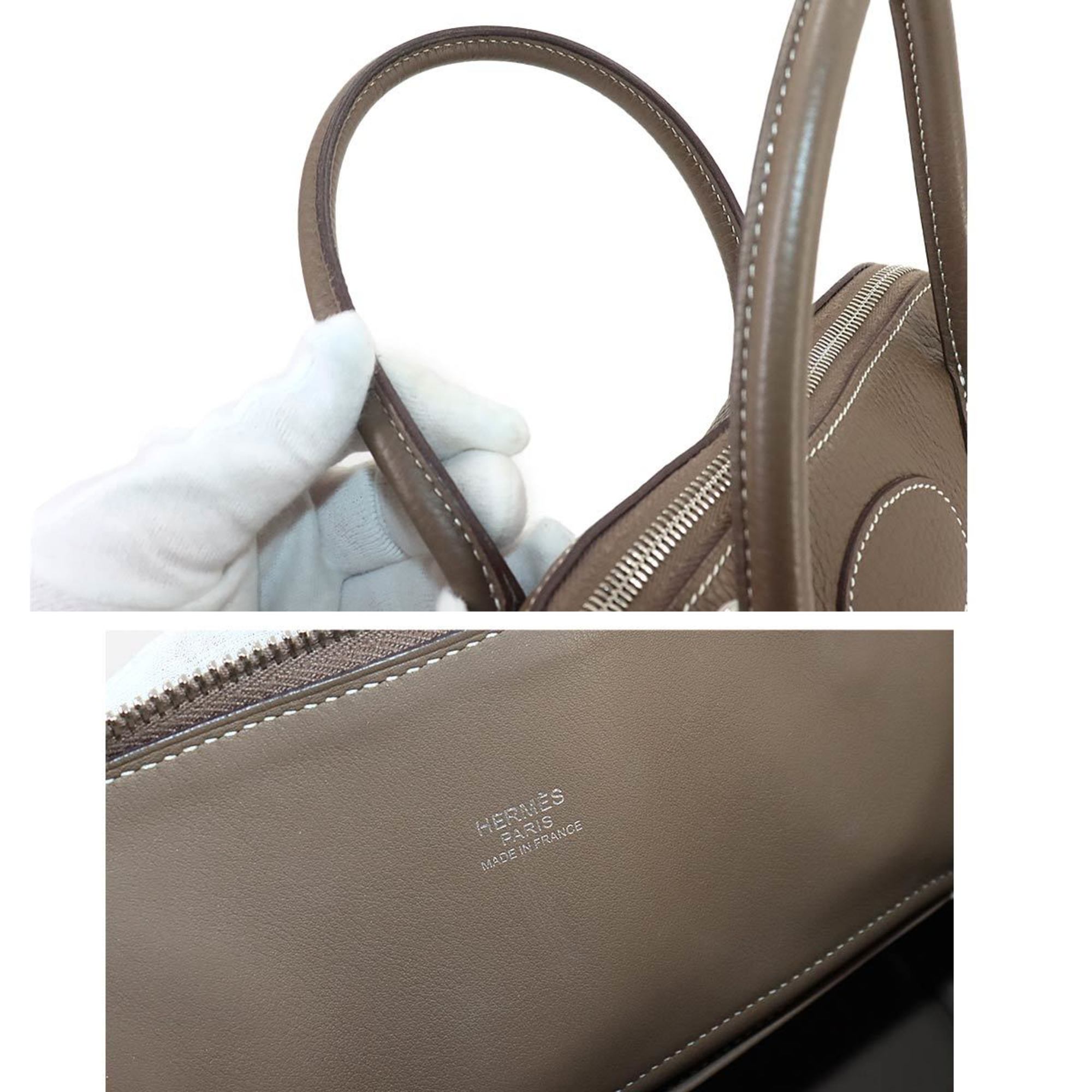 Hermes Bolide 31 2way hand shoulder bag, Taurillon Clemence Etoupe, A stamp, silver hardware,