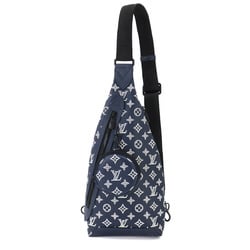 Louis Vuitton LOUIS VUITTON Monogram Shadow Duo Sling Bag Body Leather Ink Blue White M24751 RFID Slingbag