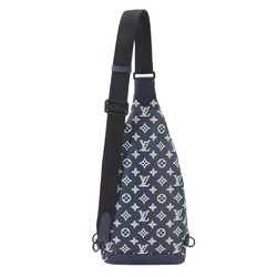 Louis Vuitton LOUIS VUITTON Monogram Shadow Duo Sling Bag Body Leather Ink Blue White M24751 RFID Slingbag