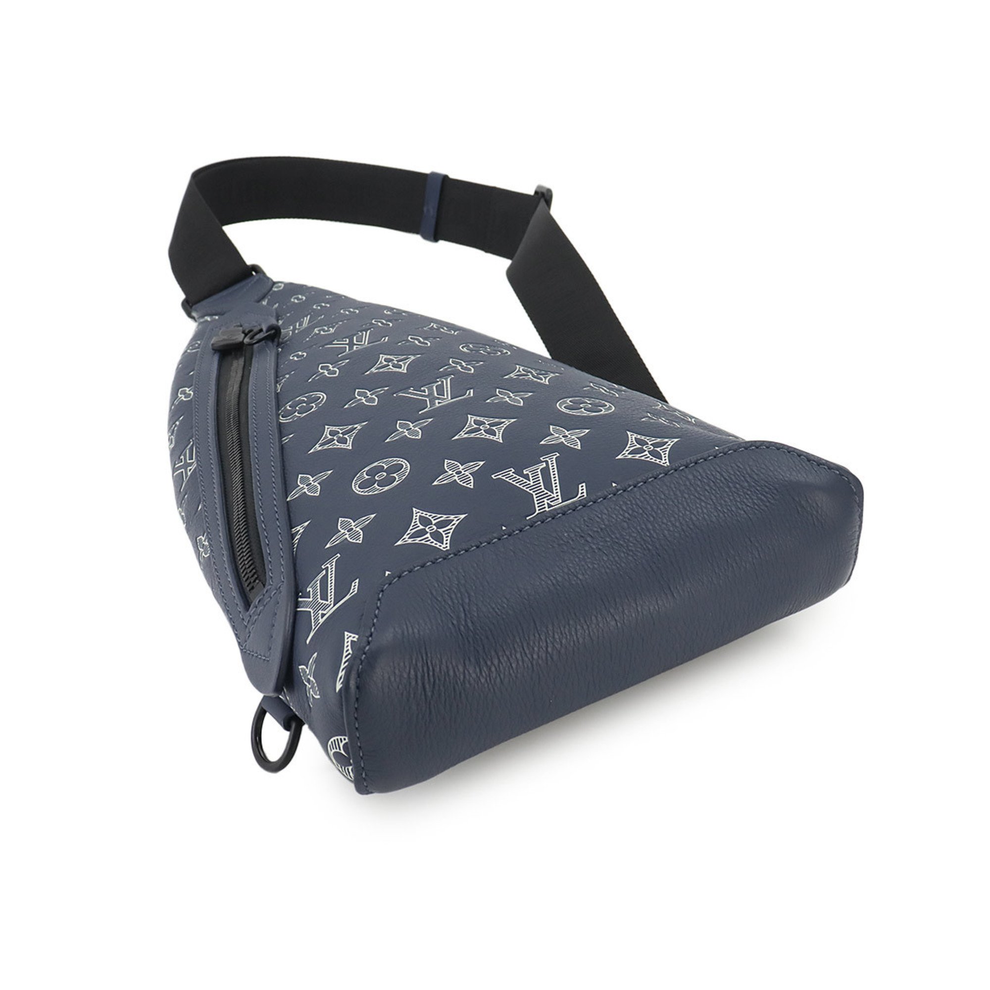 Louis Vuitton LOUIS VUITTON Monogram Shadow Duo Sling Bag Body Leather Ink Blue White M24751 RFID Slingbag