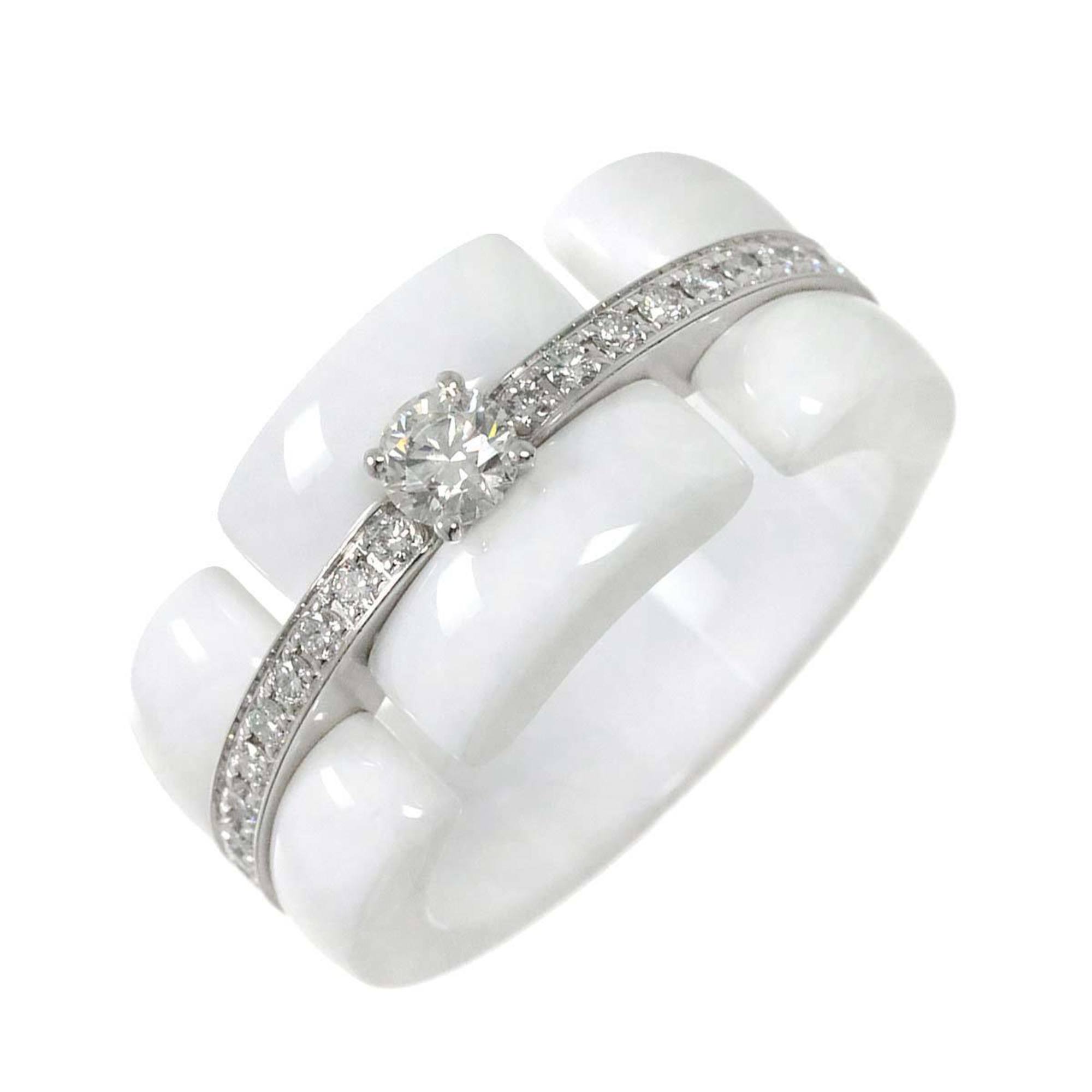 CHANEL Ultra Large #54 Ring Diamond K18 WG White Ceramic 750 ULTRA