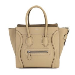 CELINE Luggage Micro Shopper Handbag Leather Dune 167793