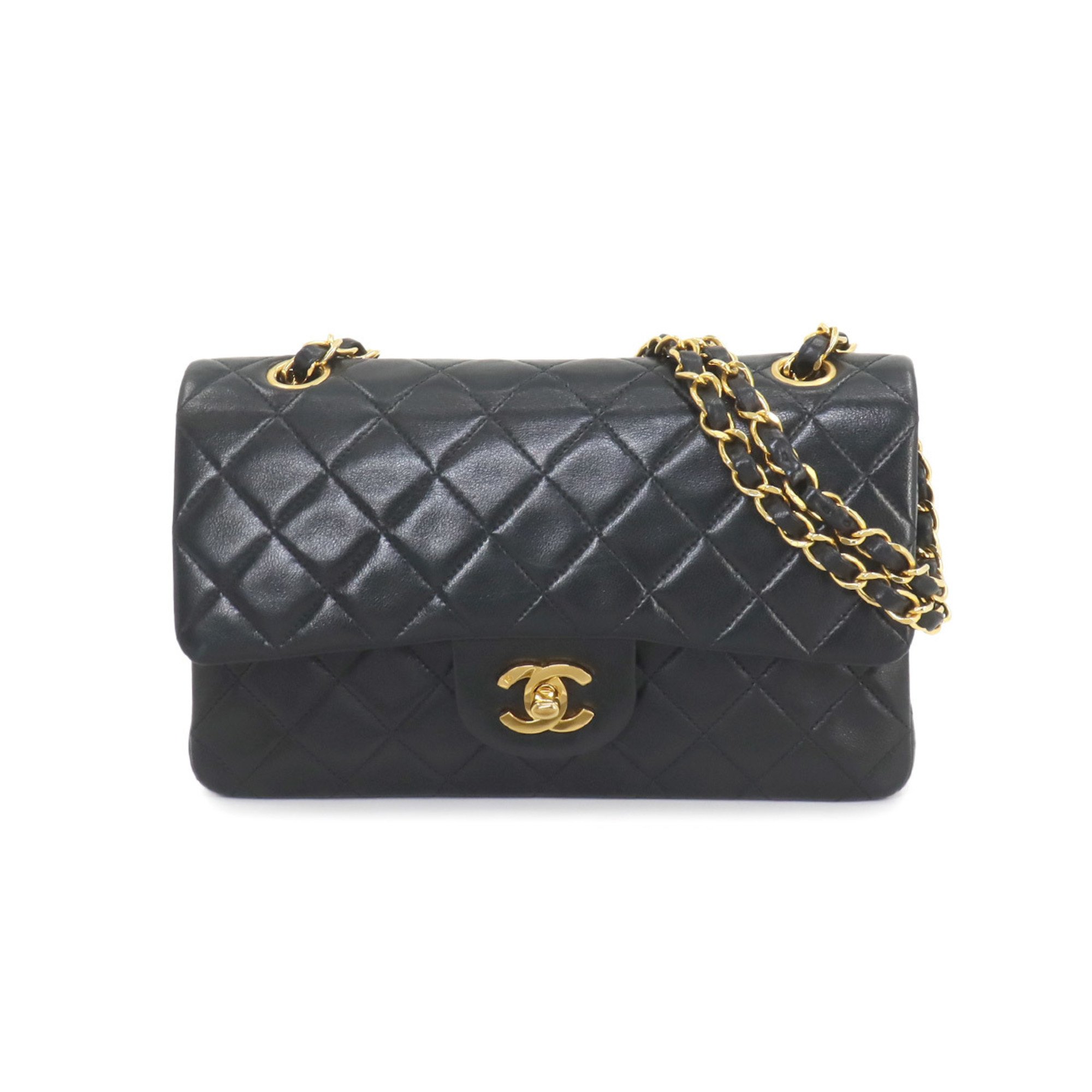 CHANEL Matelasse 23 Chain Shoulder Bag Leather Black A01113 Gold Hardware