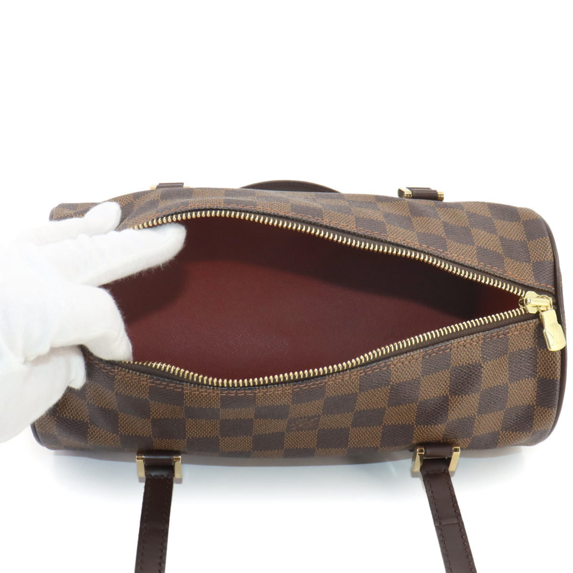 Louis Vuitton Damier Papillon PM Handbag Ebene N51304 Gold Hardware