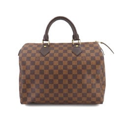 Louis Vuitton Damier Speedy 30 Handbag Ebene Brown N41531 Gold Hardware