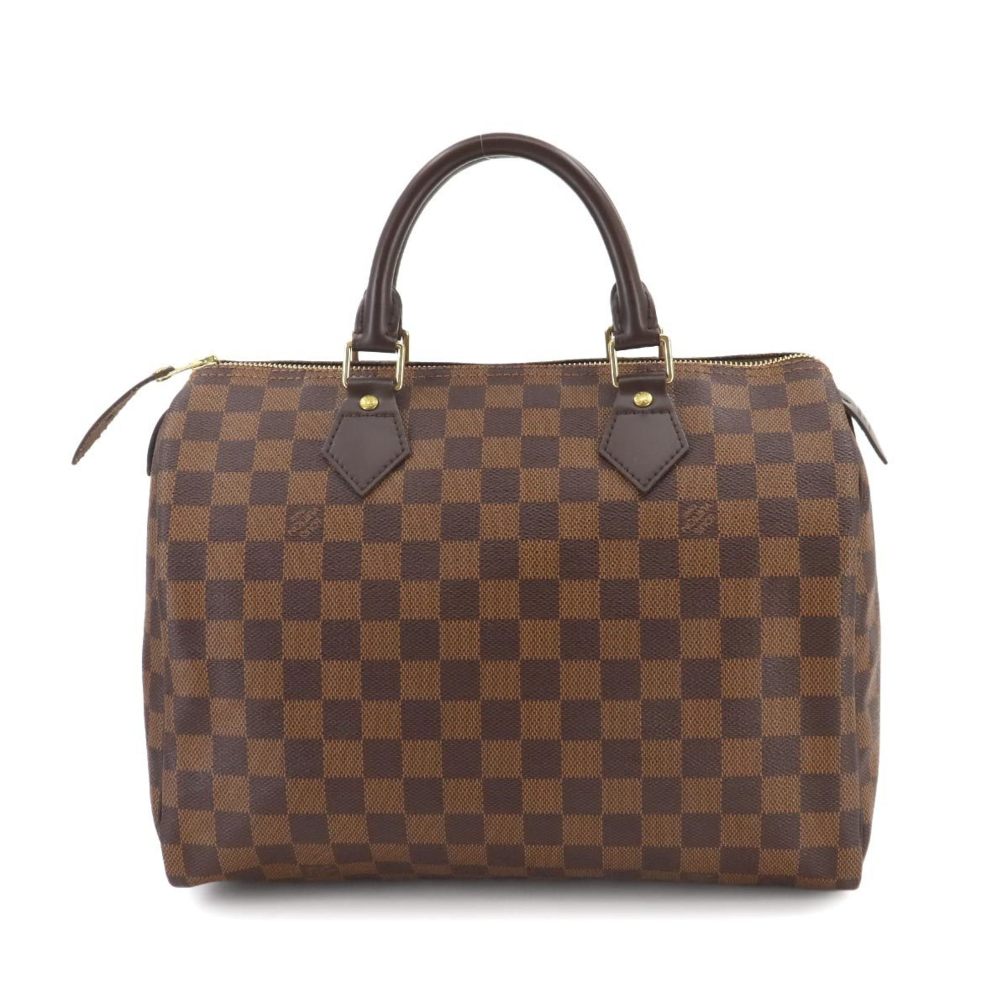 Louis Vuitton Damier Speedy 30 Handbag Ebene Brown N41531 Gold Hardware