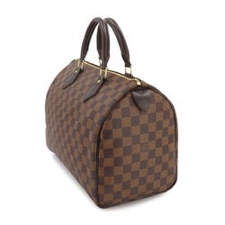 Louis Vuitton Damier Speedy 30 Handbag Ebene Brown N41531 Gold Hardware