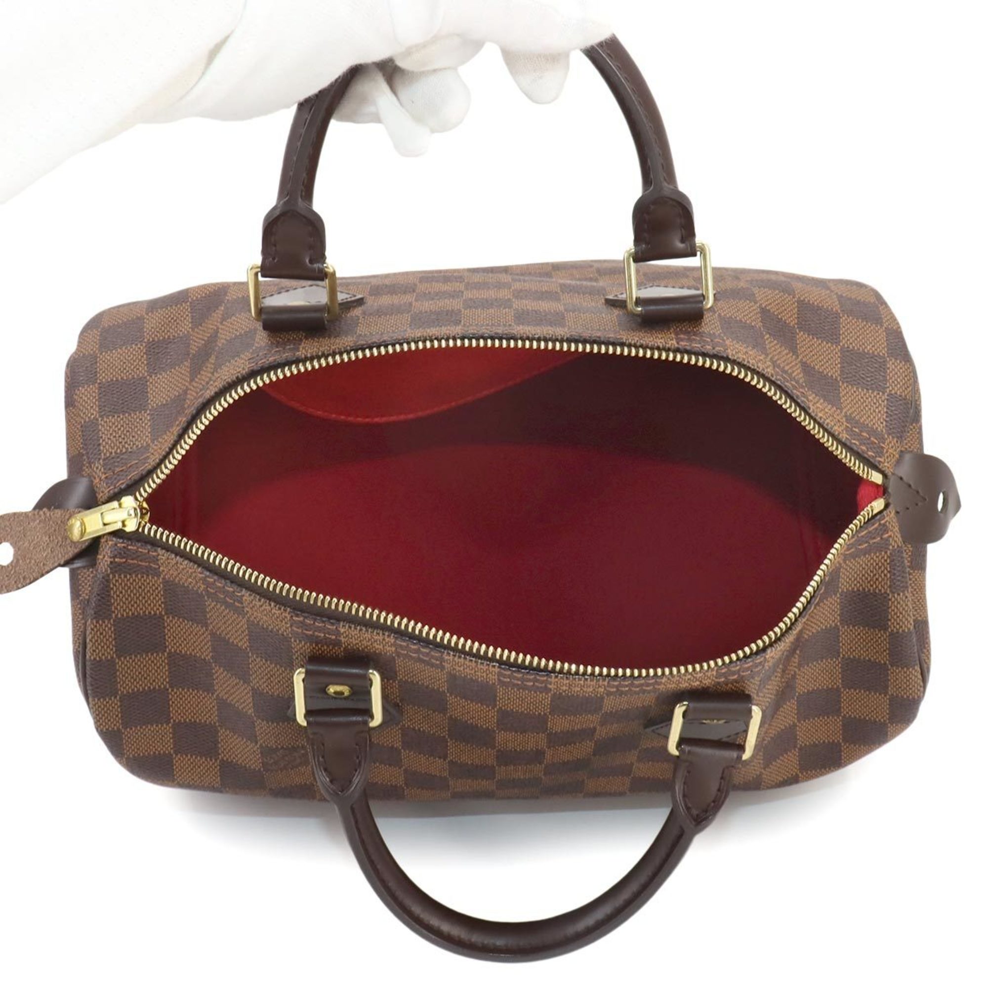 Louis Vuitton Damier Speedy 30 Handbag Ebene Brown N41531 Gold Hardware