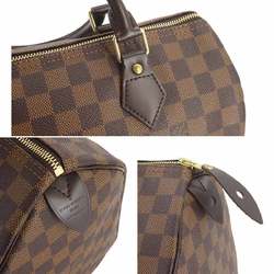 Louis Vuitton Damier Speedy 30 Handbag Ebene Brown N41531 Gold Hardware